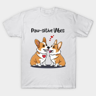 Paw-sitive Vibes Corgis in Love T-Shirt